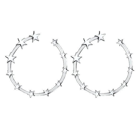 Stars Hoop Earrings - Picture 3 of 11